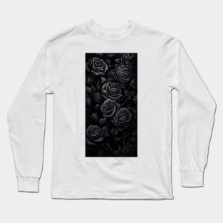 black roses pattern background Long Sleeve T-Shirt